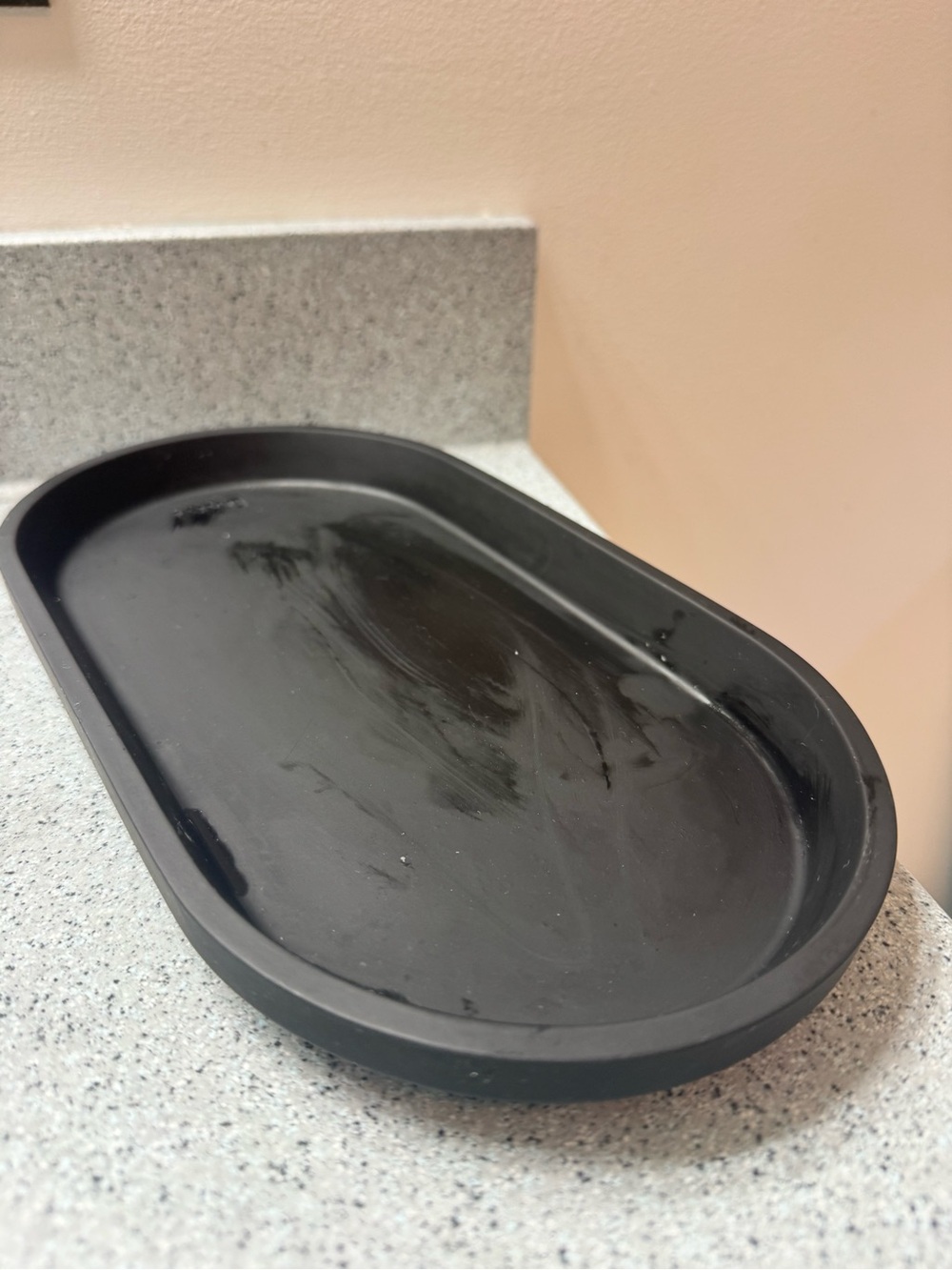 Black Stone Oval Tray - Home Accents 6x11